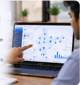 Multi-city franchise network on dashboard